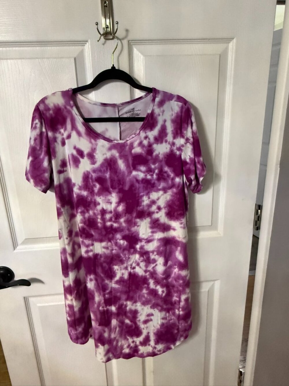 Bobbie Brooks Purple & White Tie Dye Short Sleeve Nightgown
